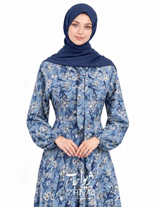 پيراهن ساحلی كلوش یقه کراواتی فلور كد 22