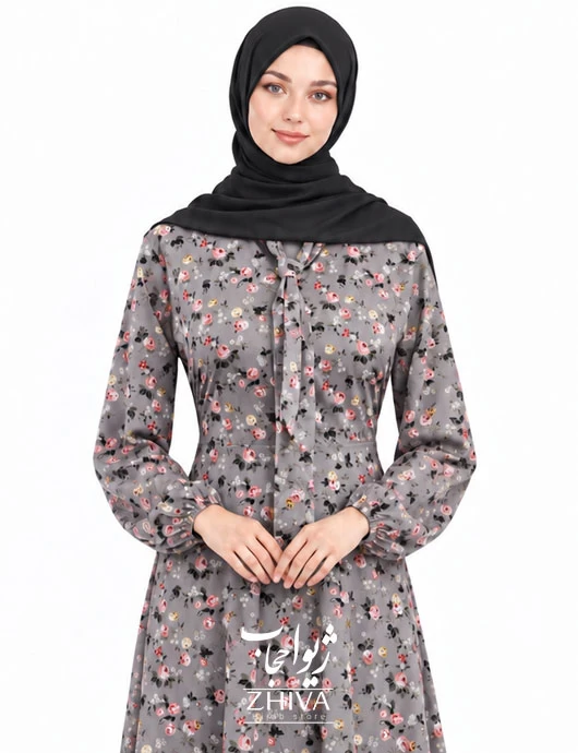 پيراهن ساحلی كلوش یقه کراواتی فلور كد23