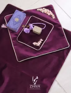 سجاده 3 تيكه مخمل روبان دوزی